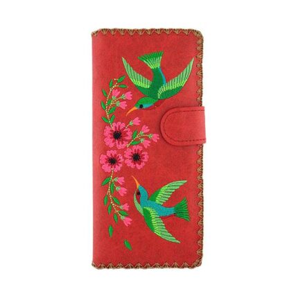 Elma Hummingbirds Large Embroidered Wallet - red