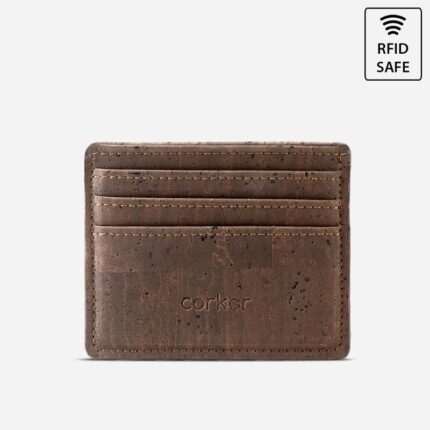 Cork Card Case Wallet - dark brown